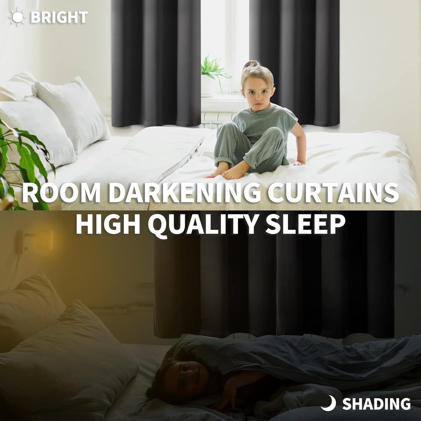 BGment Thermal Blackout Curtains 63 Inches Length for Bedroom Window, Dark Grey Room Darkening Insulated Drapes with Rod Pocket for Living Room, 42 x 63 Inch, 2 Panels