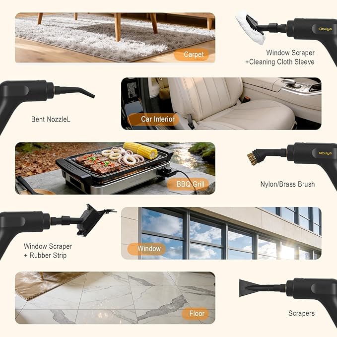 Handheld Steam Cleaner for Home, 1.69QT Portable Temperature Steamer Cleaning for Furniture, Kitchen, Grease, Car, Carpet, Grout