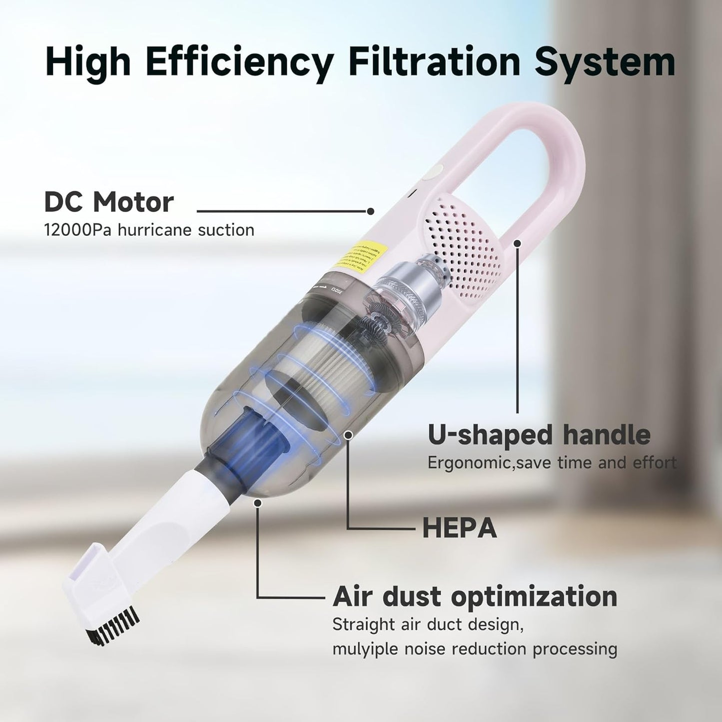 Handheld Vacuum Cleaner,Ultra-Lightweight Mini Portable Vacuums for Home, 6 in 1 Stick Vac Cleaners for Car,Pet Hair(White Corded)