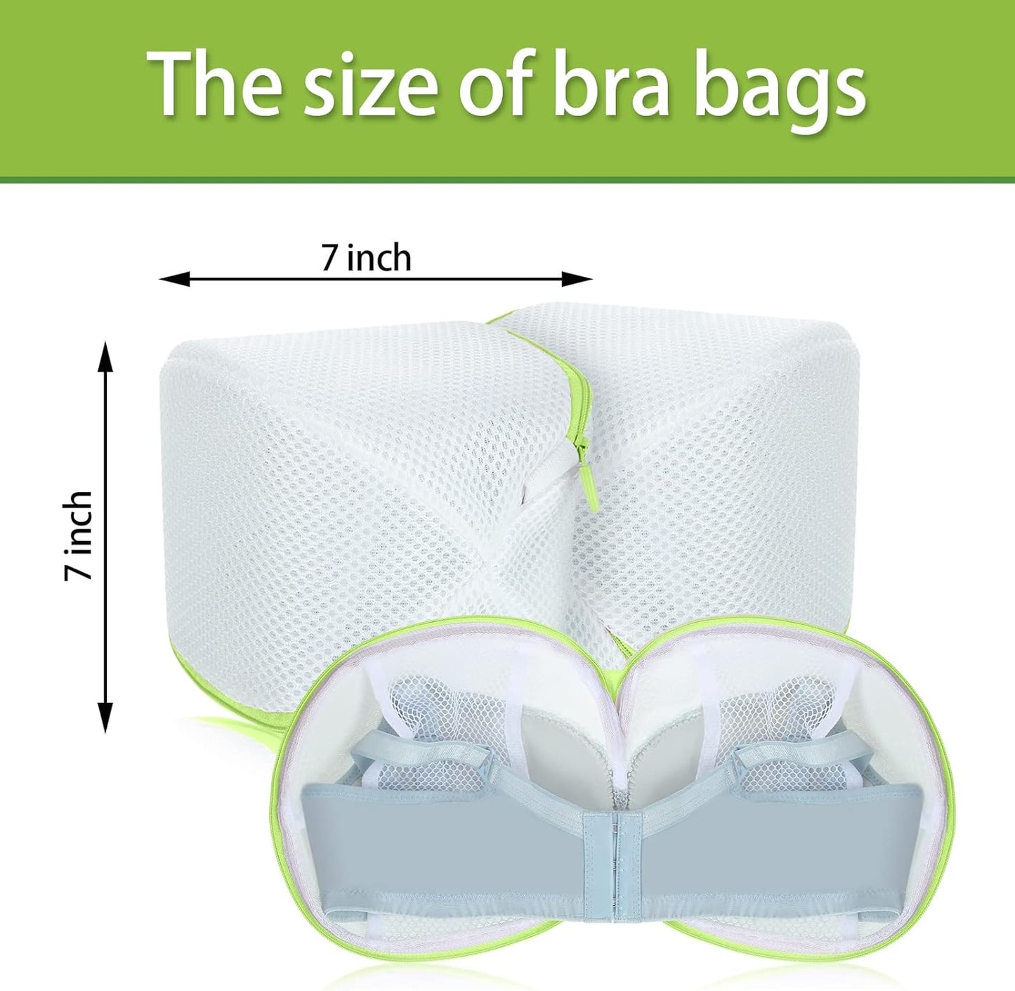 Shappy 6 Pieces Bra Washing Bag for Laundry Mesh Wash Lingerie Underwear Brassiere Washing Bags with Zipper for Women Laundry Storage(7.87 Inch,Green)