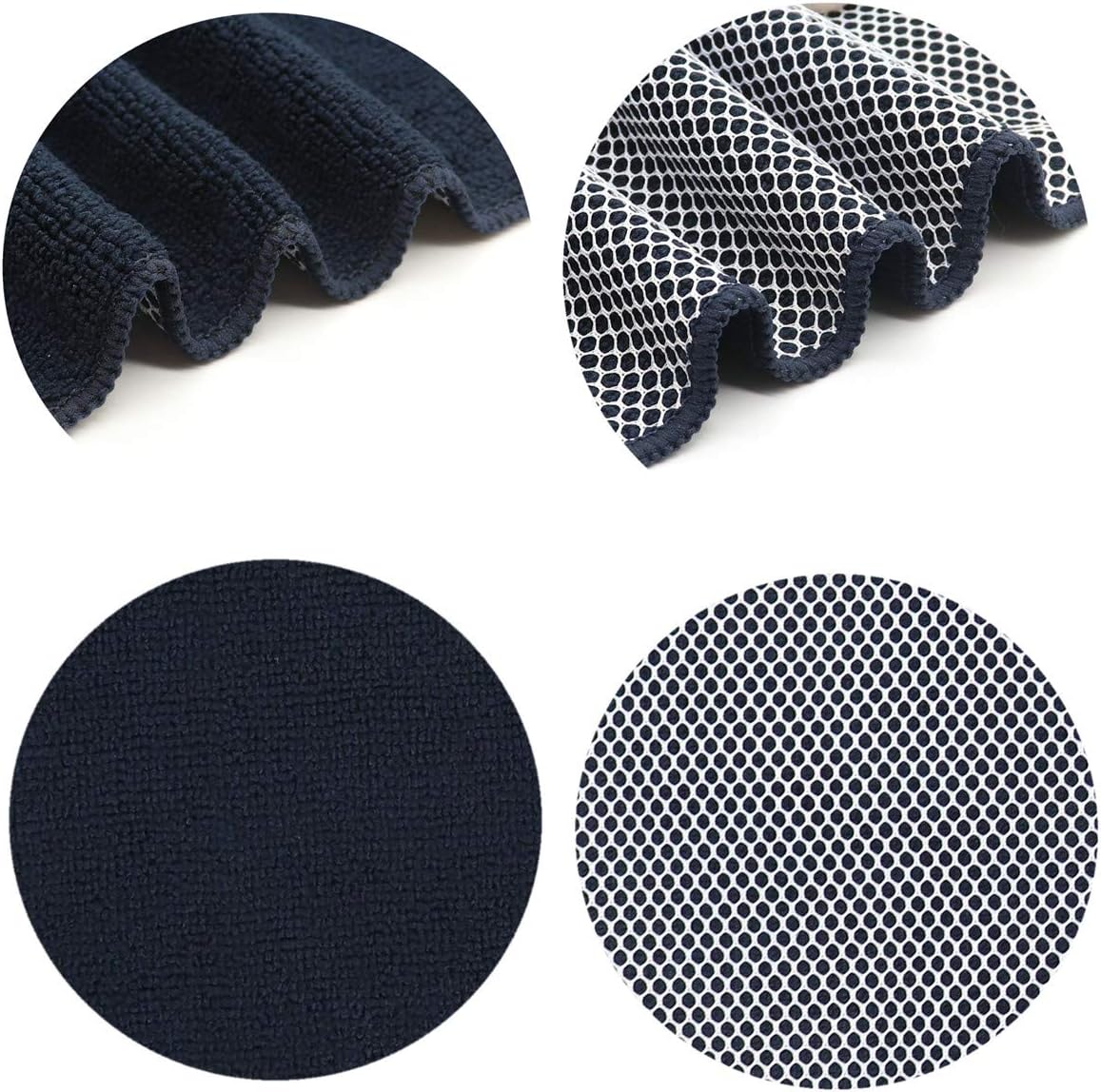 Microfiber Dish Cloths Fast Drying Kitchen Cleaning Cloth Dish Rags Dust Cloths Ultra Absorbent Lint Free Washcloths with Poly Scrub Side 12inch x 12inch 8 Pack (Black)