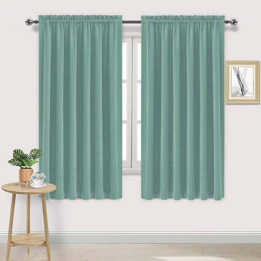 DWCN Blackout Curtains for Living Room Thermal Insulated, Energy Saving & Noise Reducing Bedroom Curtains, Sage Green, W 70x L 72 Inch, Set of 2 Rod Pocket Curtain Panels