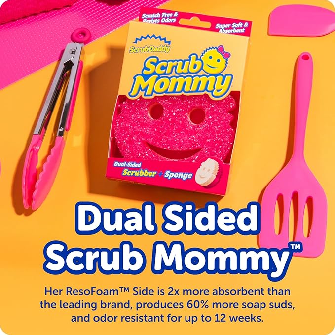 Scrub Daddy Scrub Mommy Kitchen Sponges for Dishes & Wiping Spills - Dual-Sided Dish Scrubber Sponge for Cleaning - Multi-Colored Bulk Pack - Stain & Odor Resistant (7 Count)