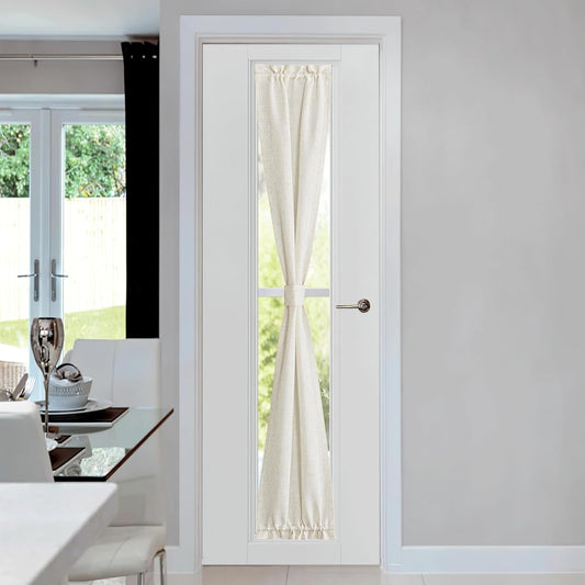 NICETOWN Linen Sidelight Curtains - 12 Wide x 72 Long French Front Door Curtain Panel Side Light Rod Pocket Window Covering for Living Room Glass Door with Tieback, Set of 1, Linen
