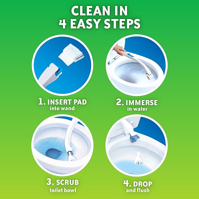 Scrubbing Bubbles Flushable Toilet Bowl Wand Cleaner Refills, Fresh Brush Cleaner Toilet Refill Pads, Removes Limescale & Odors, Citrus Scent, 20 Count (Pack of 1)