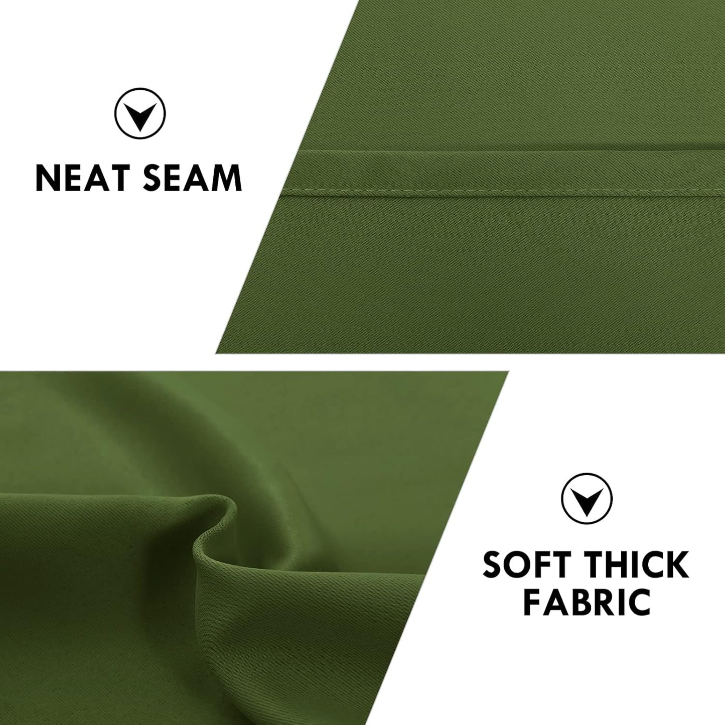 DWCN Olive Green Room Darkening Blackout Curtains - Thermal Insulated Privacy Energy Saving Window Curtain Drapes 52 x 63 inch Length, Set of 2 Bedroom Living Room Curtains