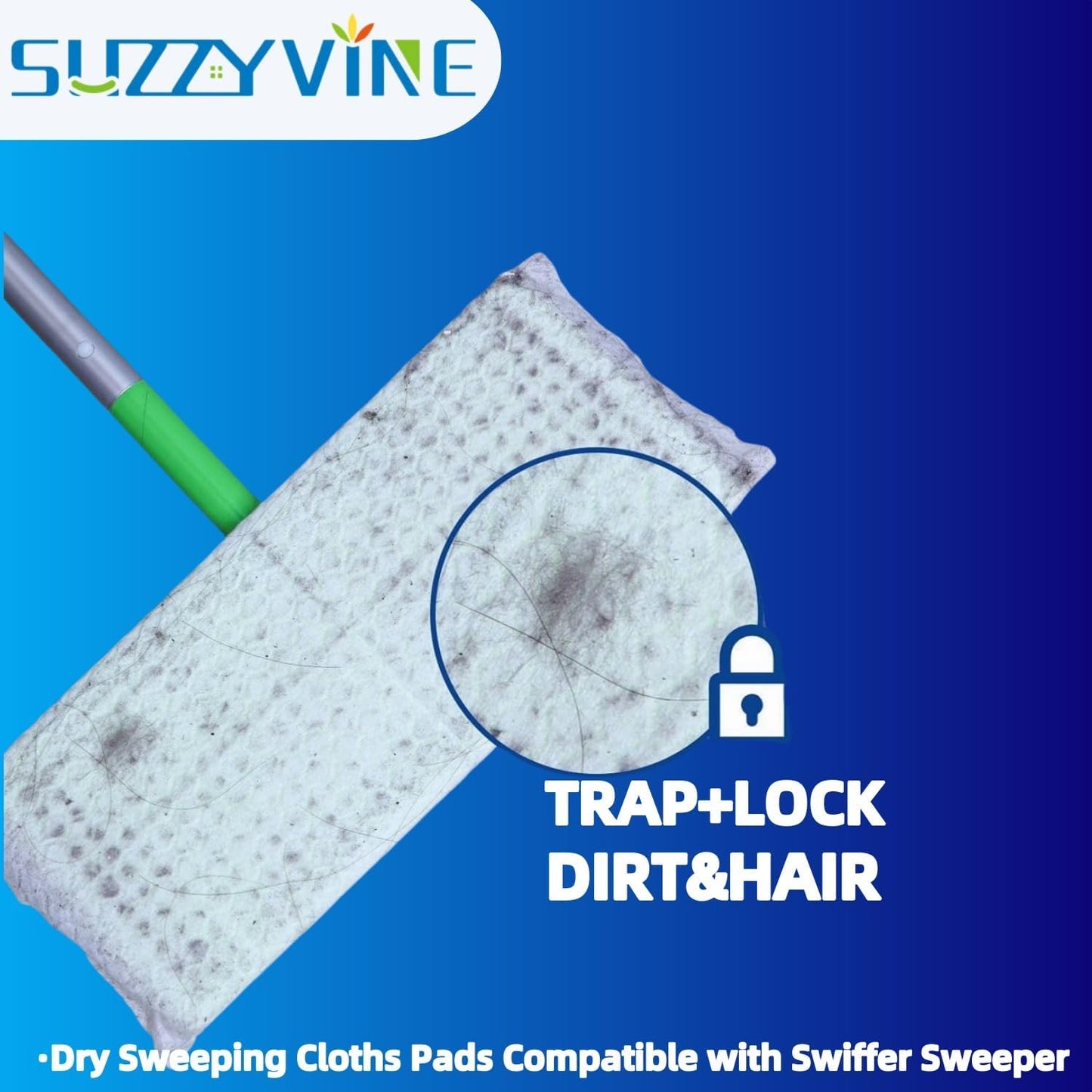 SUZZYVINE Dry Pads Refills 240 Count Dry Mop Refills for Floor Mopping and Cleaning, Dry Sweeping Cloths Dry Floor Cloths, Unscented, 7.87"x11.81"