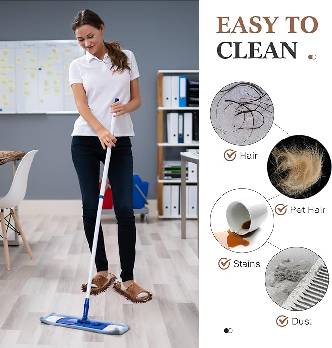 Jecery 4 Pair Washable Microfiber Mop Slippers Detachable Dusting Shoes for Floor Cleaning, Office & Home Use Suitable for Women & Men(Blue,Beige,Brown, White,M Size)