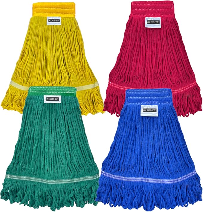 4 Pack Heavy Duty Commercial Mop Head Replacement,Commercial String Mop Head，Loop-End Mop Head Replacement,Cotton Washable Industrial Mop Head,Wet Cleaning Mop Head for Home,Industrial and Commercial