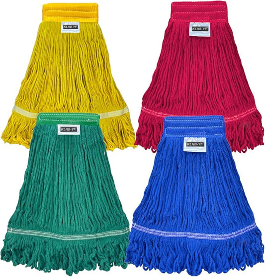 4 Pack Heavy Duty Commercial Mop Head Replacement,Commercial String Mop Head，Loop-End Mop Head Replacement,Cotton Washable Industrial Mop Head,Wet Cleaning Mop Head for Home,Industrial and Commercial