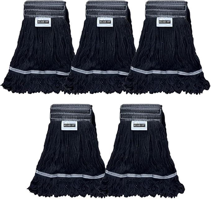 Heavy Duty Wet Industrial Cleaning Mop Head – 21 oz Black mop Head Replacement Cotton Washable Industrial mop Heads Heavy Duty for Commercial & Home Cleaning（Balck）
