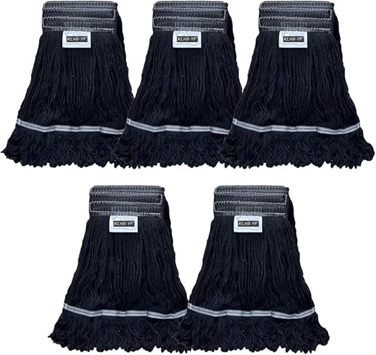 Heavy Duty Wet Industrial Cleaning Mop Head – 21 oz Black mop Head Replacement Cotton Washable Industrial mop Heads Heavy Duty for Commercial & Home Cleaning（Balck）