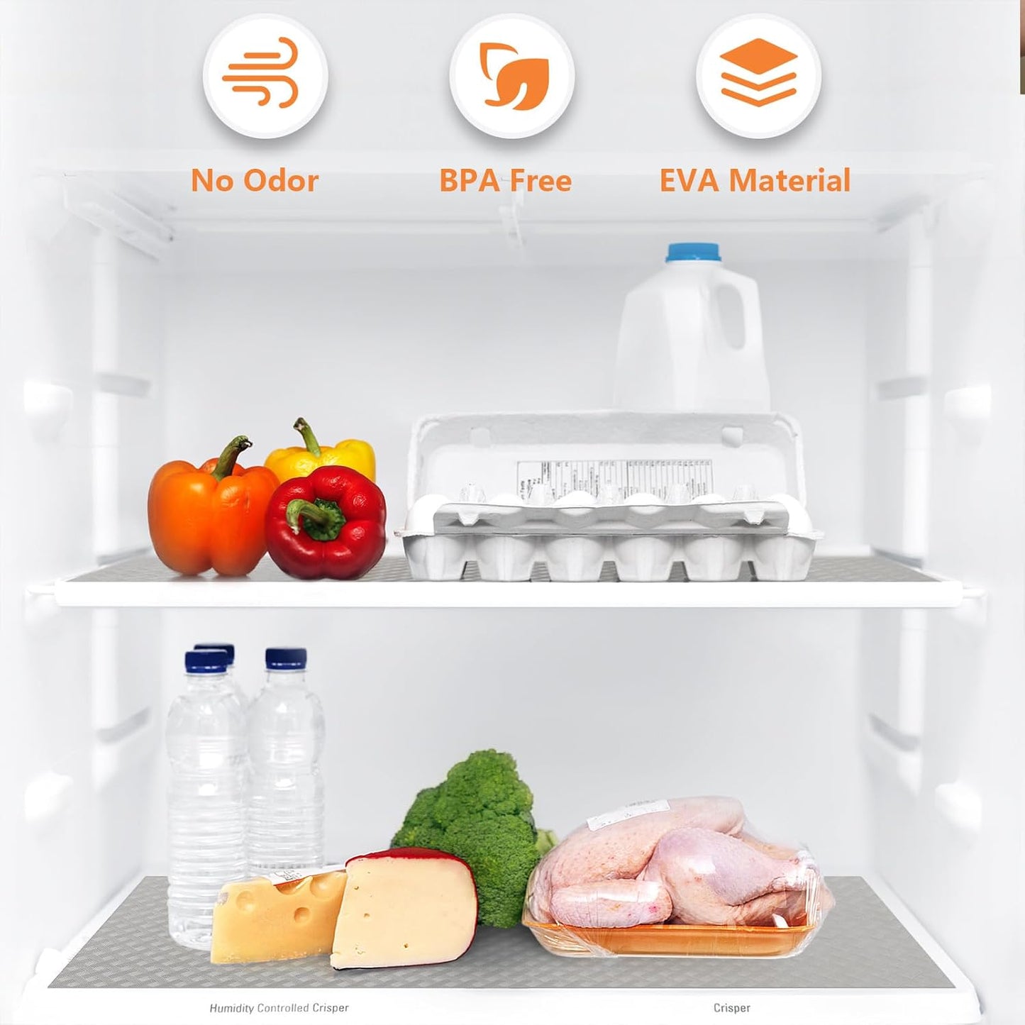 Light Gray Shelf Liners for Kitchen Cabinets Refrigerator Liners Waterproof & Oil-Proof Kitchen Cupboard Liner Drawer Mats EVA Material Non Adhesive Fridge Liner for Shelves 23.6 x 78.7 Inches