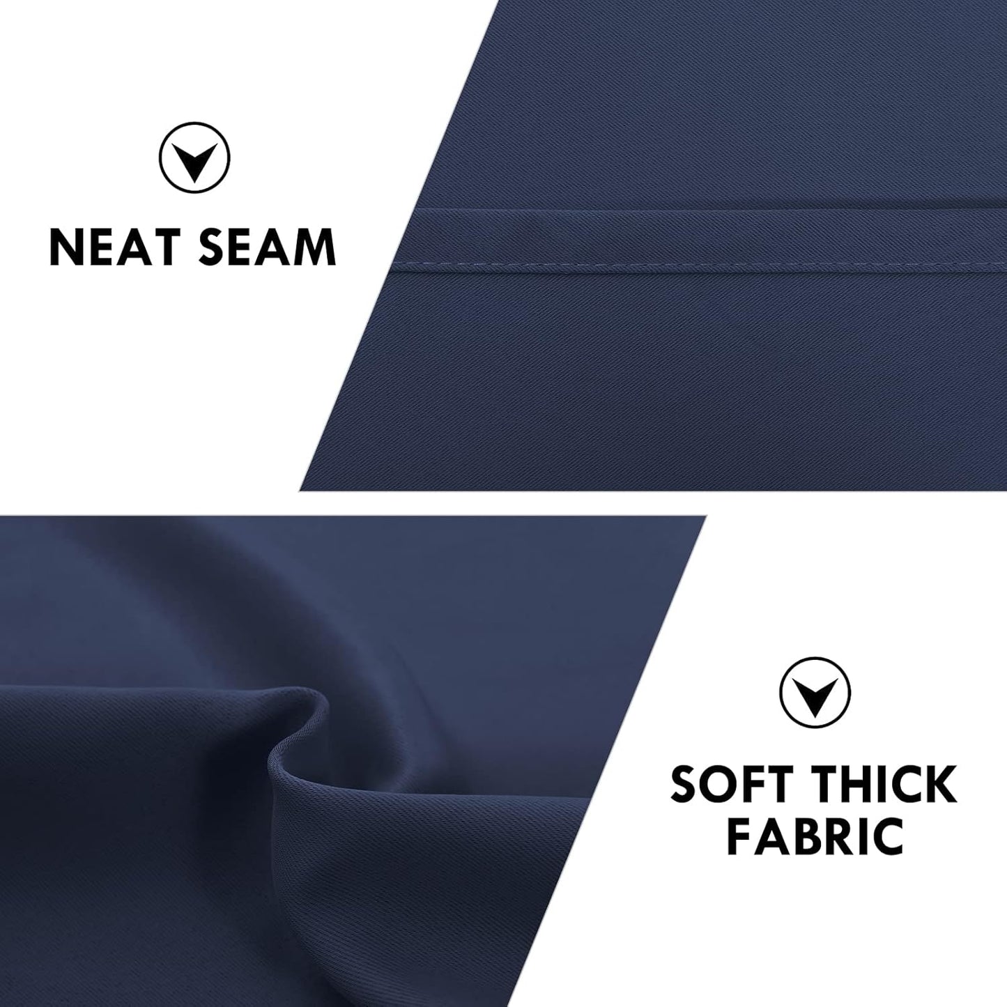 DWCN Navy Room Darkening Blackout Curtains - Thermal Insulated Privacy Energy Saving Window Curtain Drapes 38 x 45 inch Length, Set of 2 Bedroom Living Room Curtains