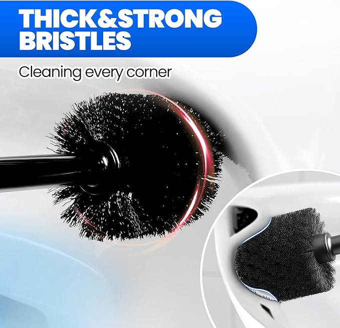 4-Piece Toilet Brush and Plunger Set, Extended Handle Plunger,Toilet Bowl Brush Plunger Set,Bathroom Cleaning Tools,Cleaning Brush,Cleaning Supplies,Toilet Brush Plunger Combo,Black（20inch）