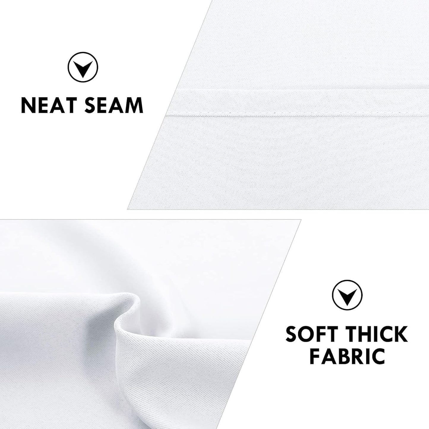 DWCN White Curtains for Living Room Thermal Insulated, Energy Saving & Noise Reducing Bedroom Curtains, White, W 70x L 63 Inch, Set of 2 Rod Pocket Curtain Panels