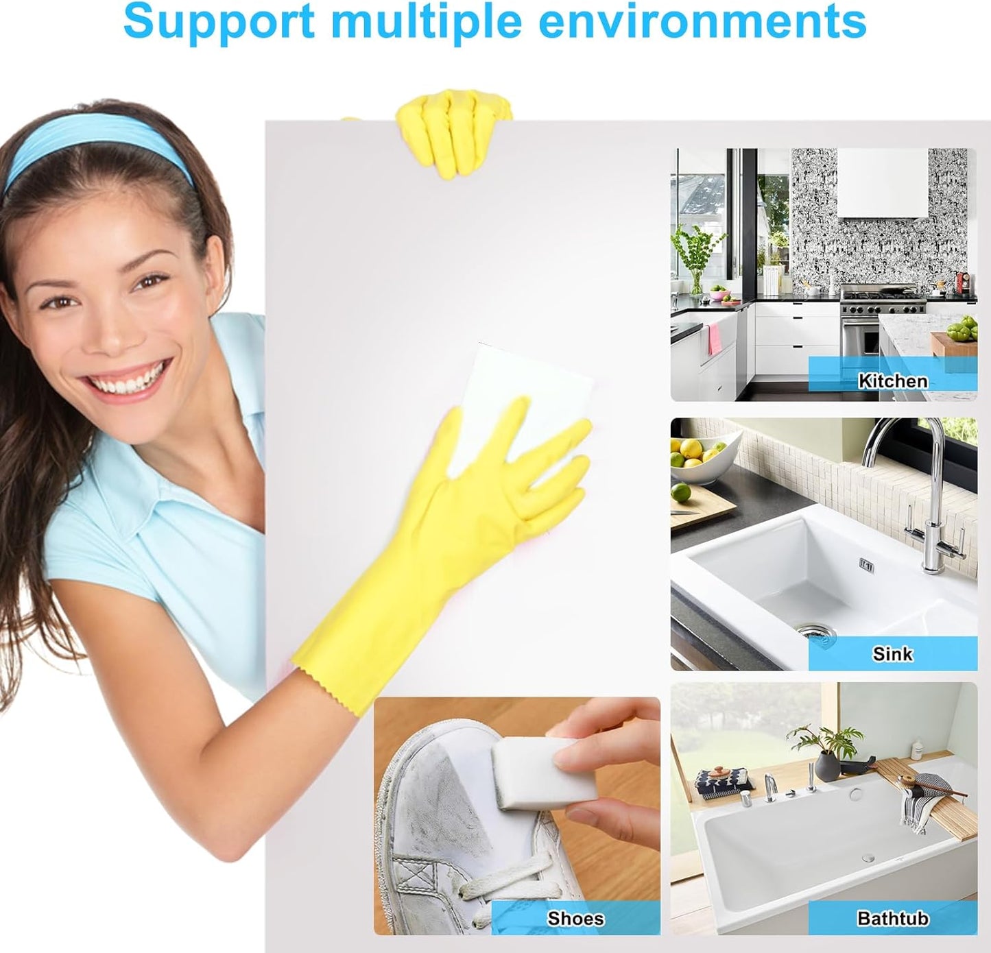 2X Density Magic Sponge Eraser,50 Pack Multi-Functional Household Cleaning Sponge for Furniture,Extra Thick and Long Lasting Melamine Cleaning Sponges for Bathroom,Floor, Wall Cleaner (50)