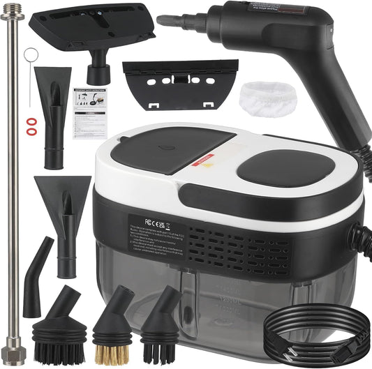 Steam Cleaner, 3-Level Adjustable Handle, 15s Heat-Up, 1.69 Quarts Tank, Portable Steamer for Cleaning with 10 Accessories, Steam Cleaner for Home for Dirt (White)