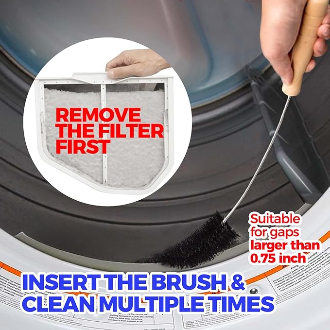Holikme Dryer Vent Cleaner Kit 2 Pack - Household Cleaning Supplies 304 Stainless Steel Dryer Lint Brush Home Essentials for Lint Trap Dust Vacuum Brush