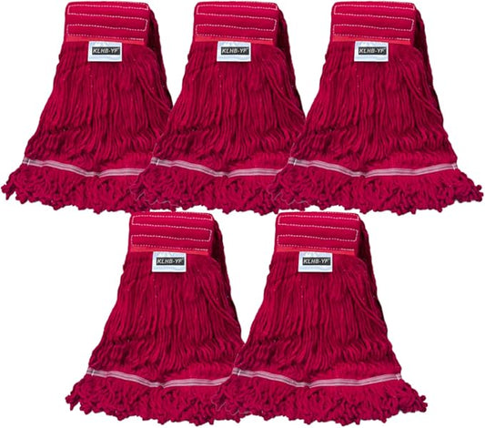 Heavy Duty Wet Industrial Cleaning Mop Head – 21 oz red mop Head Replacement Cotton Washable Industrial mop Heads Heavy Duty for Commercial & Home Cleaning（RED）