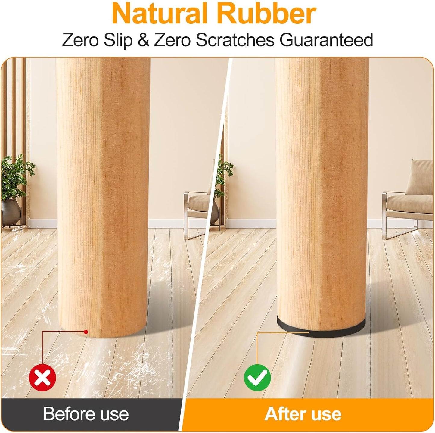 CHUNZEXI Non Slip Furniture Pads - 16 Premium Furniture Grippers Self Adhesive Rubber Furniture Feet, Anti Slide Furniture Hardwood Floor Protector for Keep Couch Stoppers (2 inch Round)