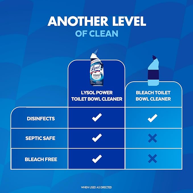 Lysol Toilet Bowl Cleaner, Max Strength Bathroom Cleaning Supplies, Toilet Bowl Cleaner Clinging Gel, Home Essential, Instant Stain Removal, Disinfecting and Deodorizing, Bleach Free, 24 oz (4ct)