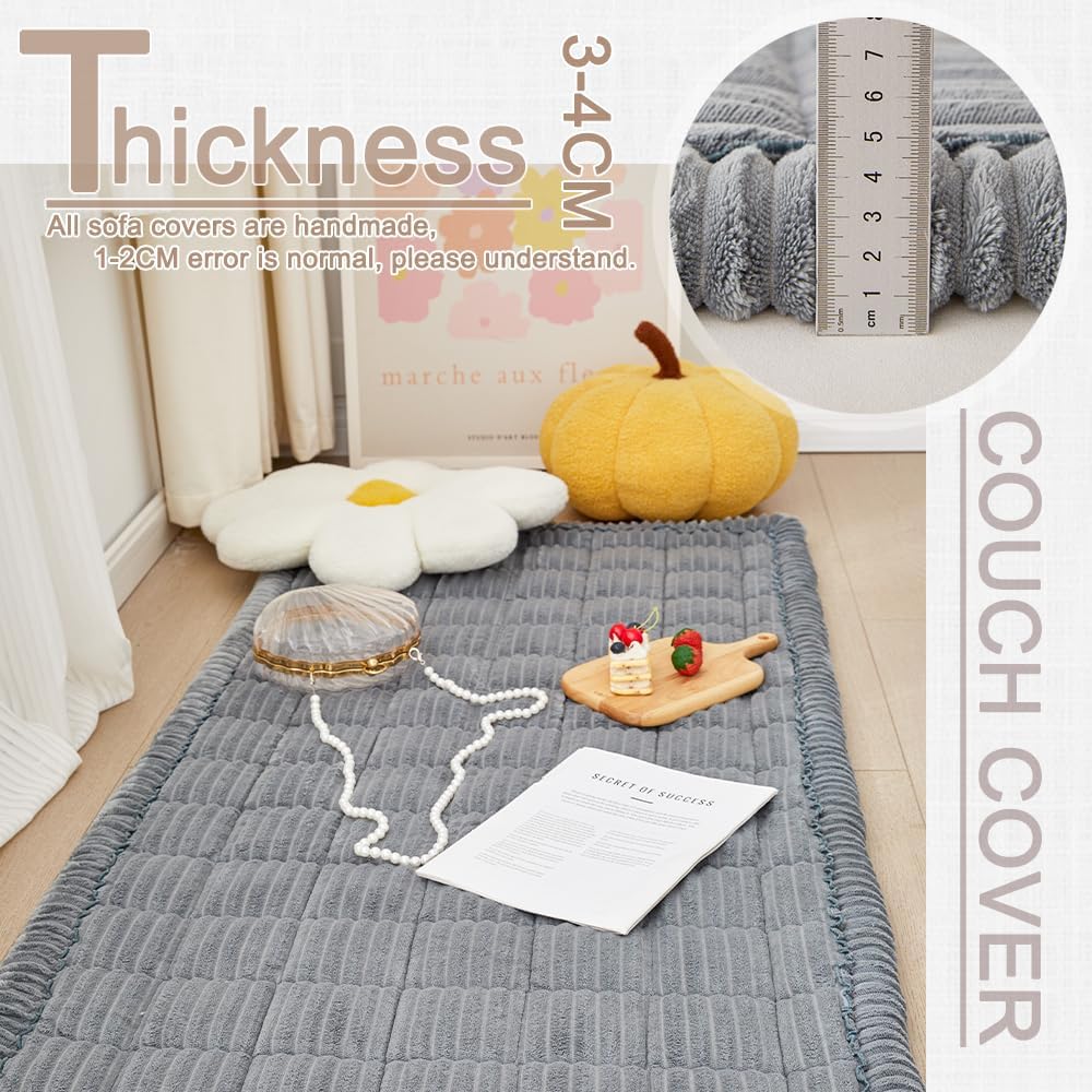 Couch Cover for Dogs Washable, Fuzzy Pet Couch Covers for 2 Cushion Sofa Pet Friendly, Non Slip Sofa Cover (Blue-Grey, 23.6" x 47"/60 x 120cm)