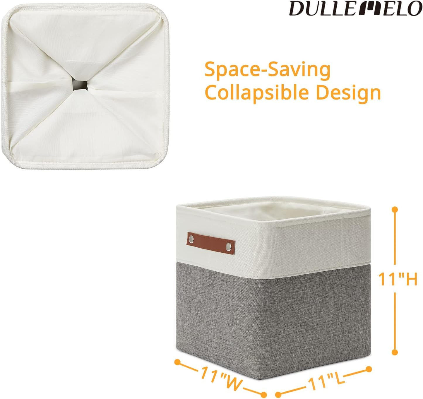 DULLEMELO 11 Inch Cube Storage Bins Fabric Storage Cubes 4 Pack Foldable Cube Storage Baskets for Cube Organizer, Cube Storage Organizer Bins for Home Office Organizer Closet, Shelves, Toy, Nursery