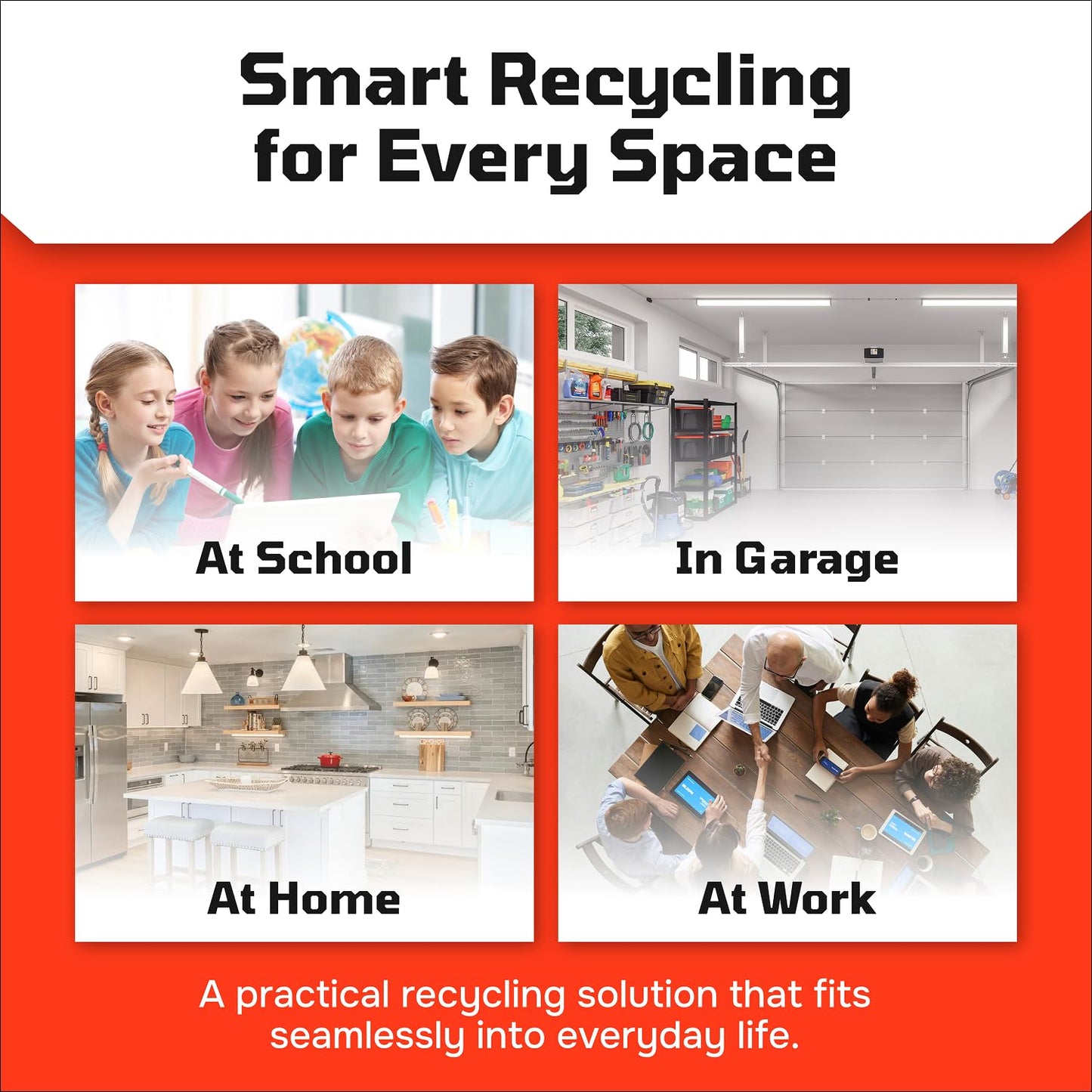 Multi Recycling Bin System with Three Stacking 6 Gallon Bins with Carrying Handles, Stackable and Compact for Offices, Homes, Garages, Businesses - (Grey, 3 Pack)