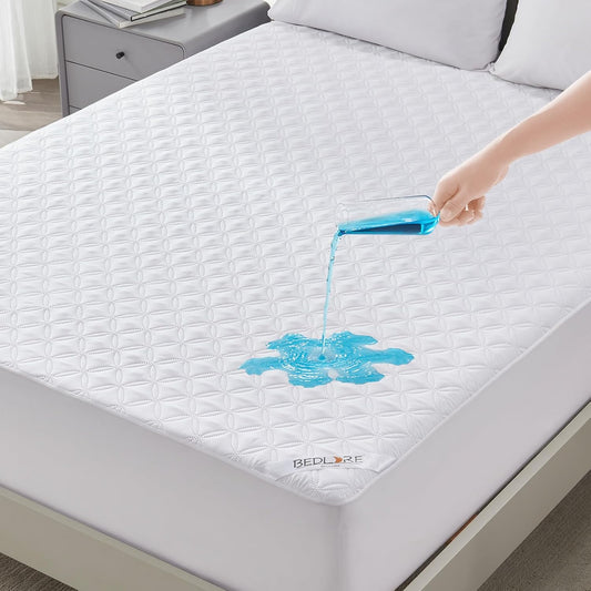 BEDLORE Waterproof Mattress Protector, California King Size Noiseless Mattress Pad with Deep Pocket Fitted Up to 6-18 inches, Soft Noiseless Bed Mattress Cover Washable for Home, Bedroom, Hotel