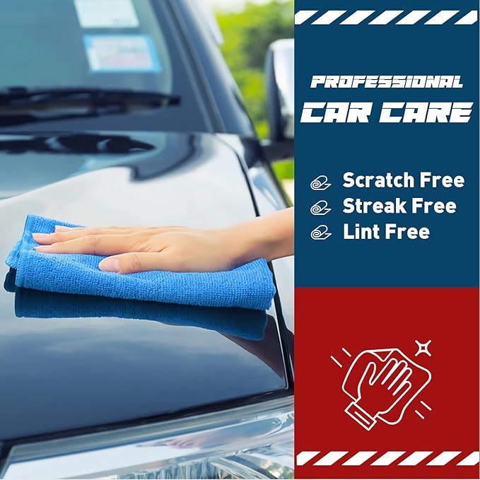 Microfiber Cleaning Cloths-50 Pack, Microfiber Towels Bulk, Towels for Cars & Home, Cleaning Rags Blue (12x12 inches)