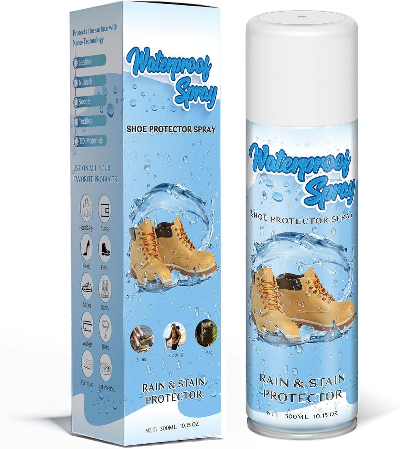 etching Shoe Protector Spray, Suede Protector Spray, Rain & Stain Waterproof Protection for Shoes, Boots, Handbags, Purses, Suede, Leather, Canvas, Nubuck, Fabric, Nylon, 10.15Oz