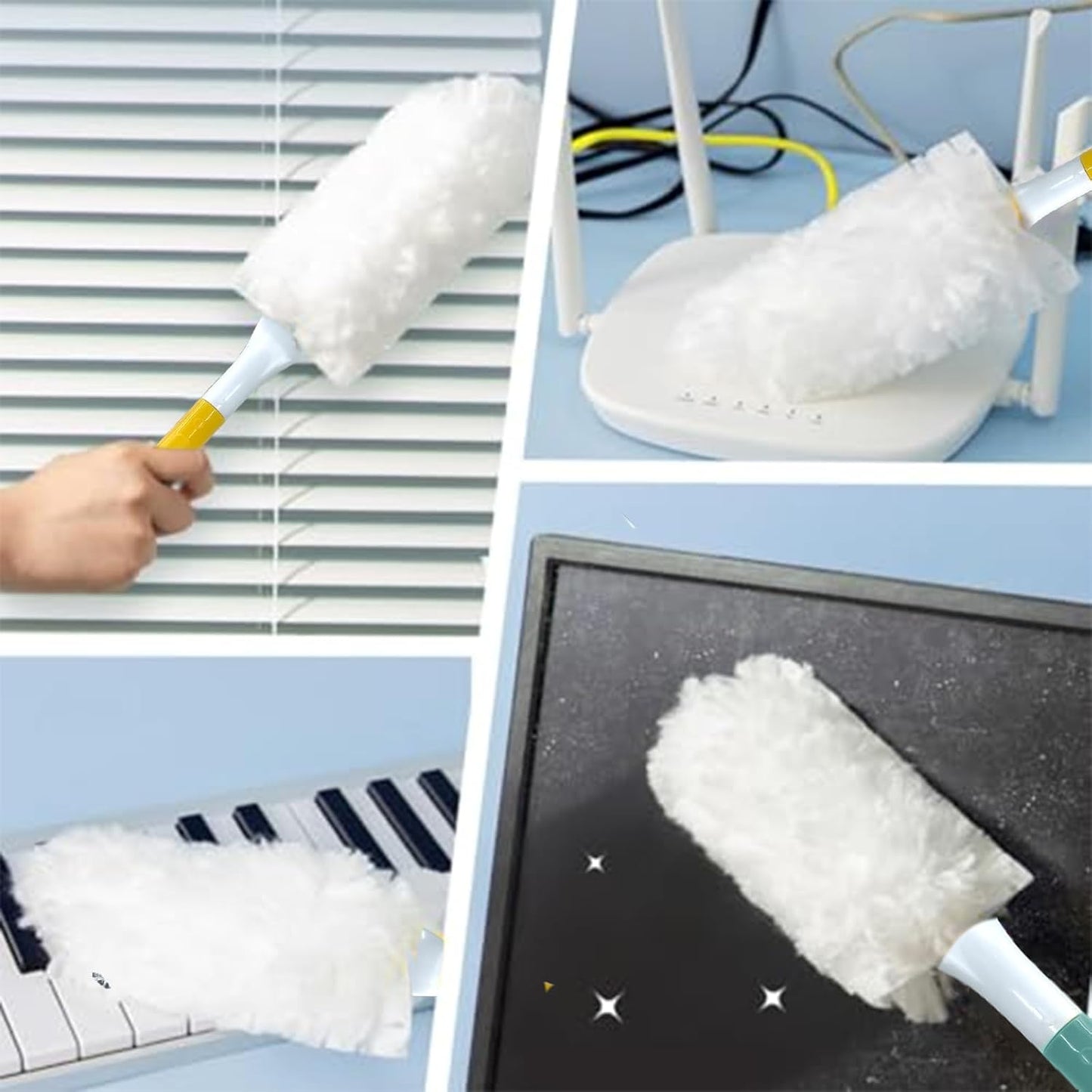 Car Interior Duster - Ultimate Cleaning Tool for Cars, House, and Office - Compact Mini Design for Effortless Dust Removal Double-Sided Design 2handle +20 Duster Refills.