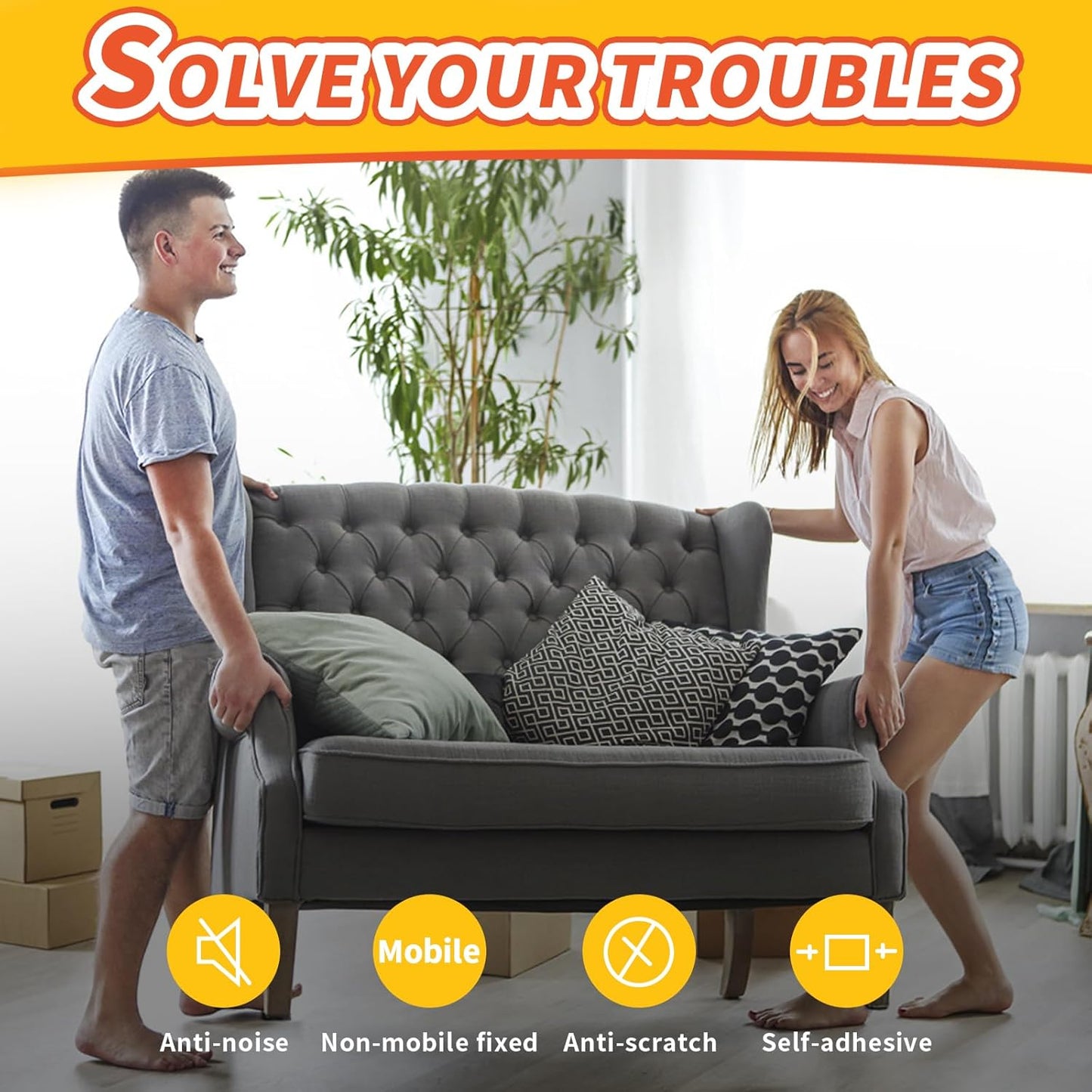 Felt Furniture Pads, Non Slip Self Adhesive Cuttable Felt Tape Gray Heavy Duty Felts Strip Roll for Protecting Hardwood Floors Chair Wall Protector (40 x 5 x 0.12 Inch, 2 Pack)
