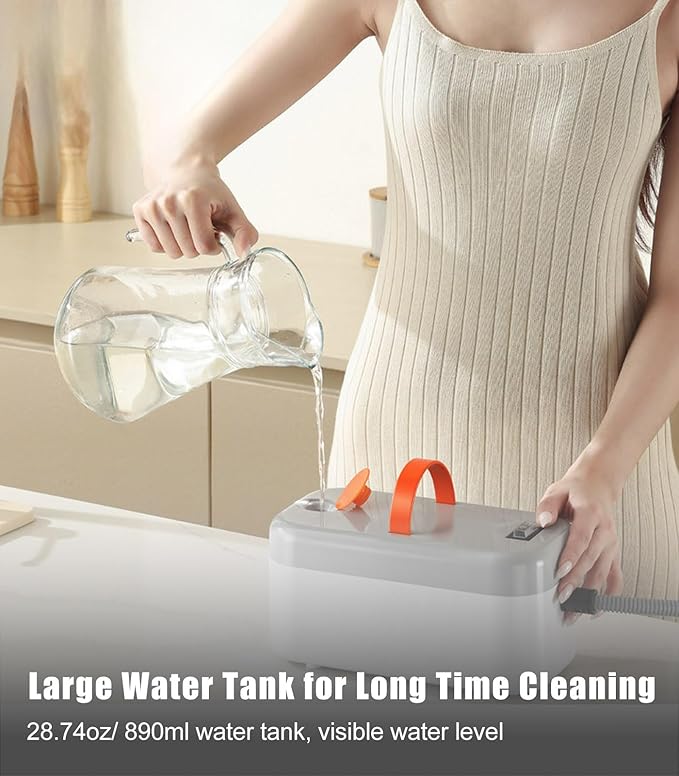 Portable Steam Cleaner for Home, Handheld Steamer for Cleaning Car Auto Detailing, Small High Pressure Steam Cleaner with 6 Accessories, 15s Fast Heat-Up, Large Tank