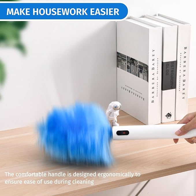 Electric Duster Brush, Rechargeable 360° Spin Electric Feather Duster Cleaner Cleaning Brush, Reusable Small Duster Motorized Dust Wand for Car Interior, Office, Furniture