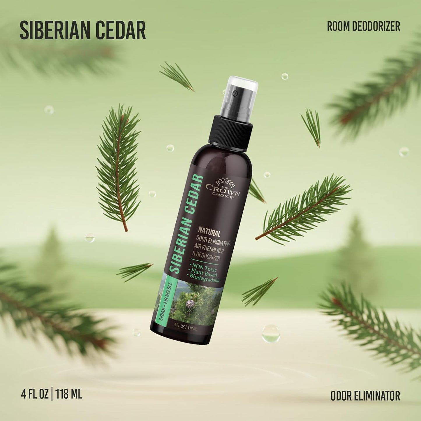 Non-Toxic Odor Eliminator,Natural Cedar Air Freshener Spray for Clothes Storage & Moth Repellent, Closet & Couch Deodorizer,Long Lasting Bathroom & Toilet Freshener,Safe for Kids & Pets,2PK, 4 Oz each