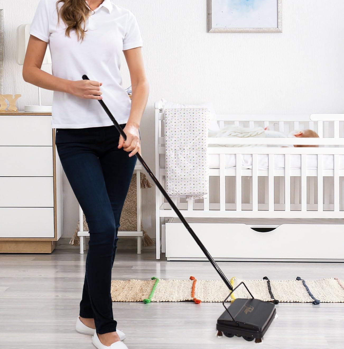 Fuller Brush 17031 Electrostatic Carpet & Floor Sweeper - 9" Cleaning Path - Lightweight - Ideal for Crumby Messes - Works On Carpets & Hard Floor Surfaces - Gold