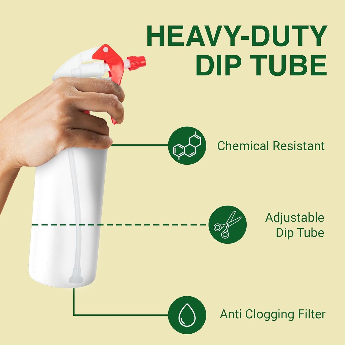 Heavy Duty 32oz Plastic Spray Bottles for Cleaning - Large Empty Industrial Bottles for Gardening Solutions, Vinegar, Chemicals, Professional Cleaners - Adjustable Sprayer Nozzle - Red 2 Pack