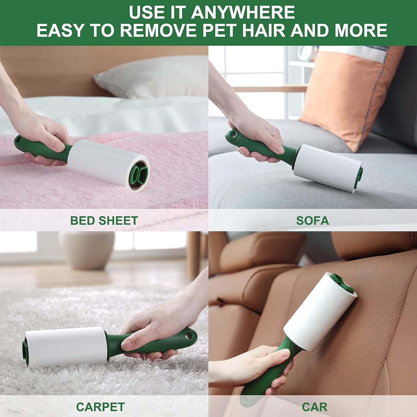 Fedicelly Lint Rollers Pet Hair Extra Sticky Furniture,Cat Dog Hair Remover Laundry Clothes Carpet,Total 200 Sheets Lint Remover Brush for Couch