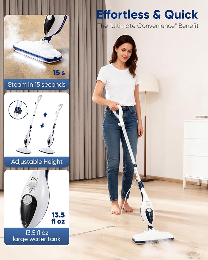 CYK Steam Mops for Floor Cleaning, 12 in 1 Handheld Steam Cleaner for Home, Floor Steamer for Hardwood Floors and Tile