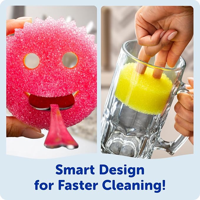 Scrub Daddy Scrub Mommy Kitchen Sponges for Dishes & Wiping Spills - Dual-Sided Dish Scrubber Sponge for Cleaning - Multi-Colored Bulk Pack - Stain & Odor Resistant (7 Count)