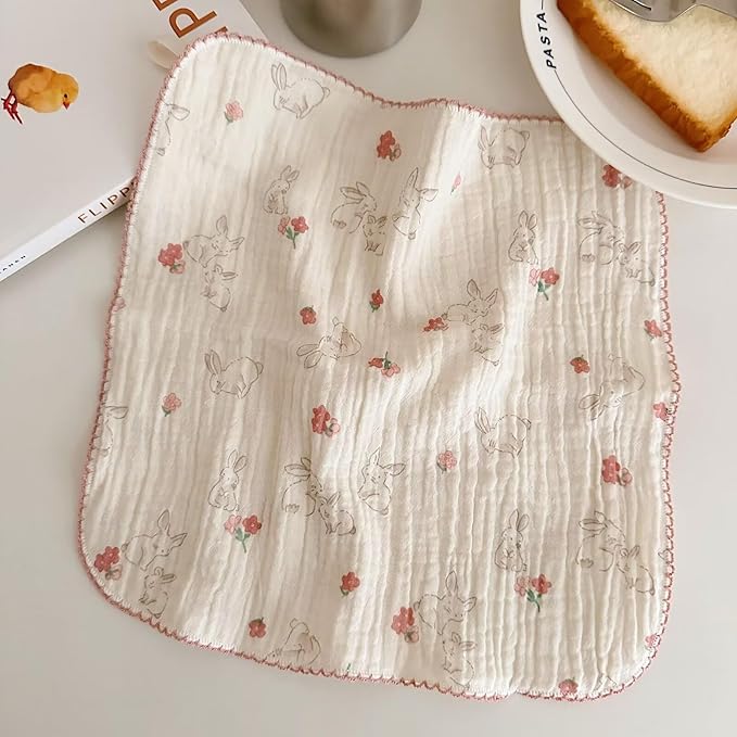 BuLuTu 4 Pack Sweet Floral Kitchen Dishcloths Dish Towels Reusable Cleaning Cloths Cotton Muslin Tea Towel, Super Absorbent Multi-Purpose Wash Clothes Hand Towels, 11x11 Inches