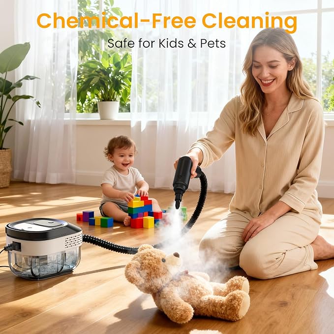Pressurized Steam Cleaner 1.6L, 3-Level Adjustable Steamer for Cleaning, 10s Heat-Up, 2500W Handheld Steamer Cleaner for Home, Car, Kitchen, Floor, Multi-Surface Cleaning Machine, 22pcs Accessories