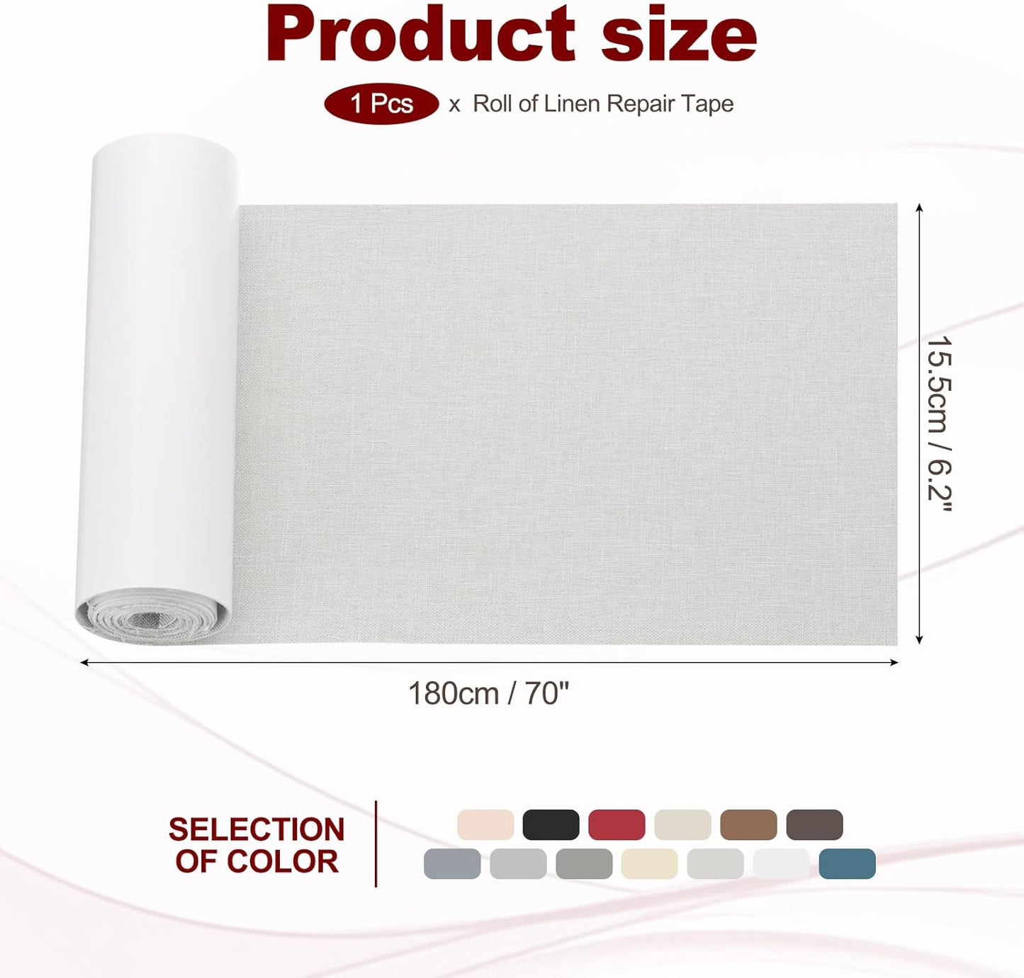PATIKIL 70x6.2 Inch Linen Repair Tape, Repair Fabric Patch Self Adhesive Couch Patch Line Repair Patch for Furniture Sofa Car Seats Office Chairs, Light Gray
