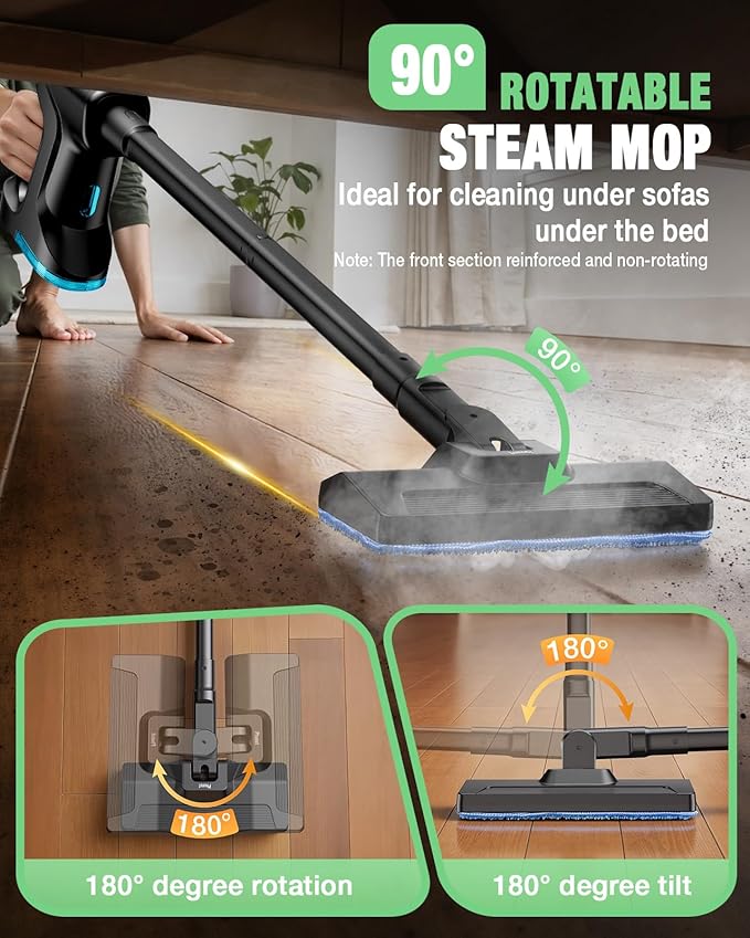 Heavy Duty Steam Mop for Floor Cleaning, 14-in-1 Lightweight and Detachable Handheld Steam Cleaner with Multi-Purpose&Powerful, No-Chemical Floor Steamer for Home|Hardwood|Tile|Walls|Grout|BBQ|Windows