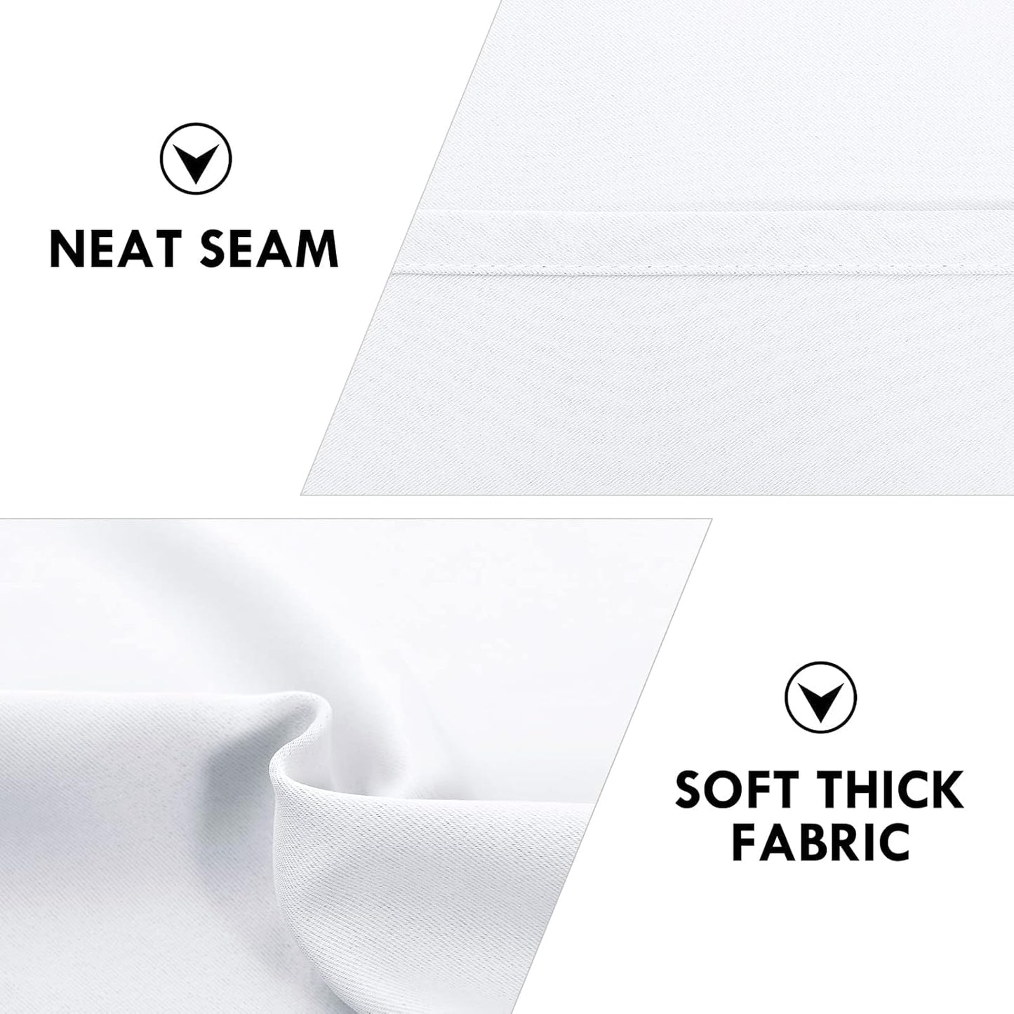 DWCN White Room Darkening Curtains for Bedroom, 60 x 84 inches Long - Energy Saving Privacy Window Drapes, Set of 2 Rod Pocket Curtain Panels