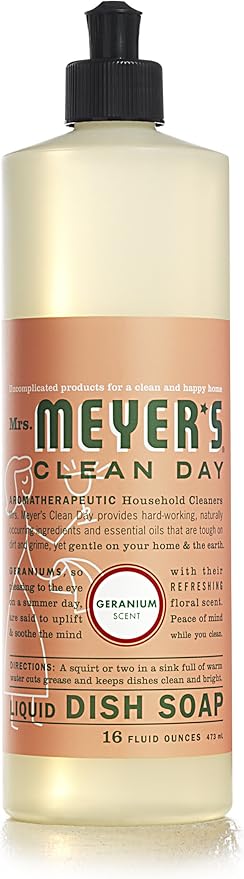 MRS. MEYER'S CLEAN DAY Liquid Dish Soap, Geranium, 16 Fluid Ounce