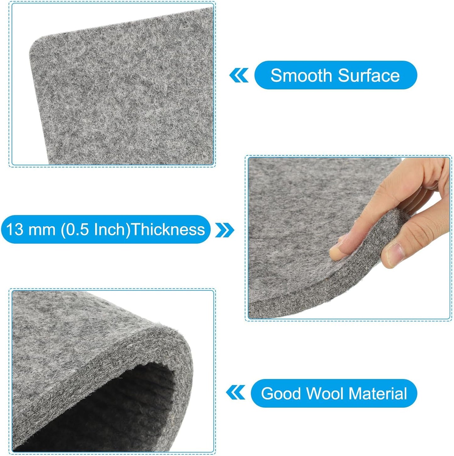 PATIKIL Wool Pressing Mat, 16" x 14" Wool Ironing Pad Blanket 0.5" Thickened Heat Resistant Quilting Ironing Pad for Quilters Sewing Craft, Grey