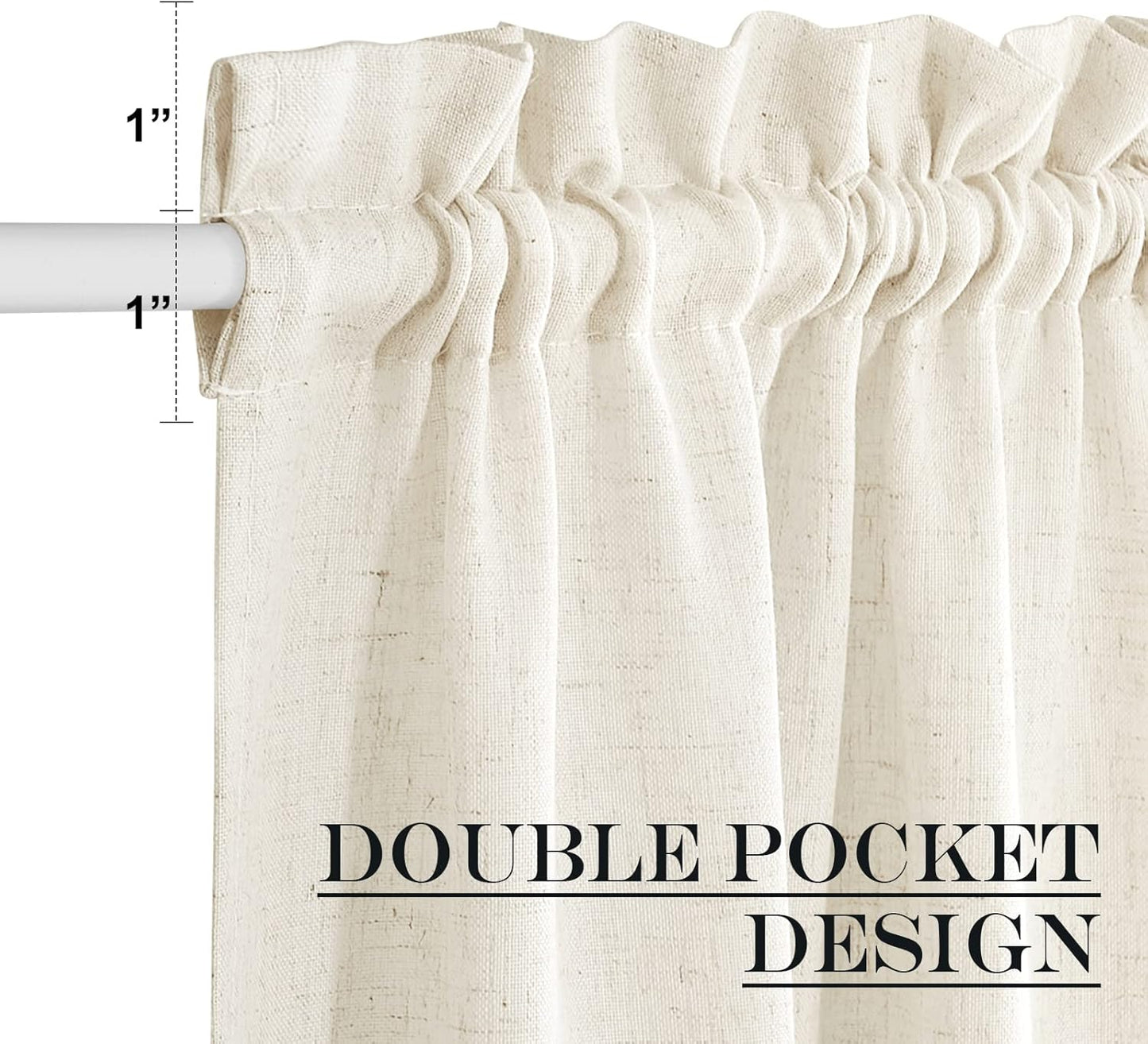 NICETOWN Side Door Curtains for Small Window, French Front Door Window Treatment, Rod Pocket Sidelight Drapes, Sheer Kitchen Curtains with Tieback, 1 Panel, Natural, 12W X 72L